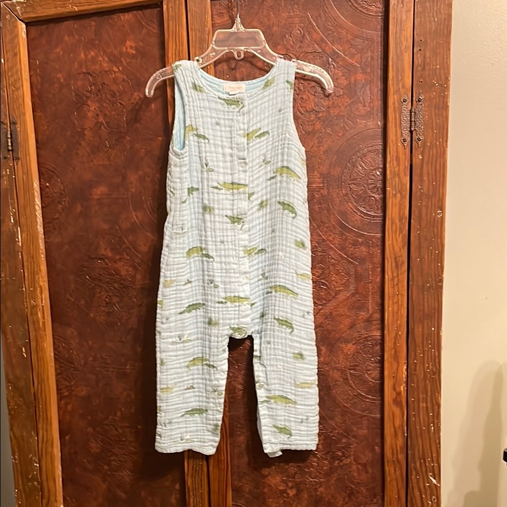 Angel Dear gator gauze romper
